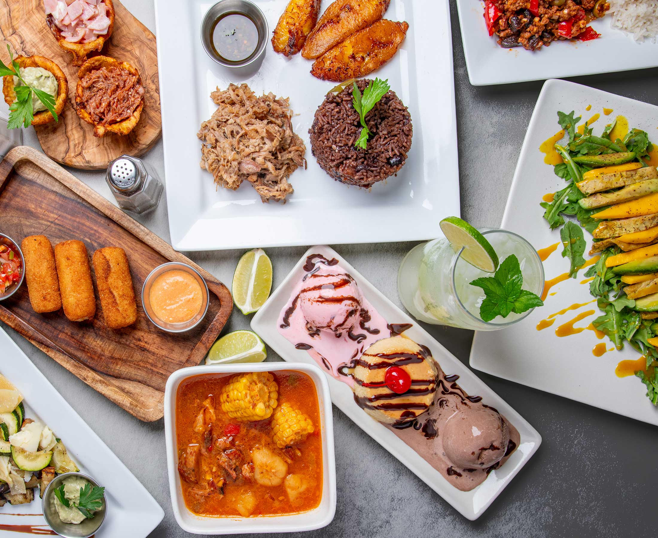 A table filled with Lago Cafe dishes